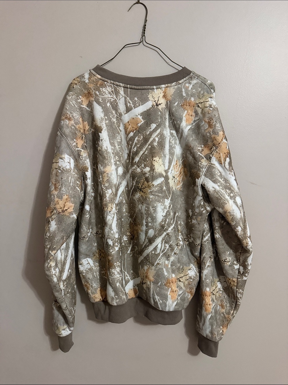 Olive Green & Tan Camouflage-Print Crewneck Sweater - Picture 3 of 3
